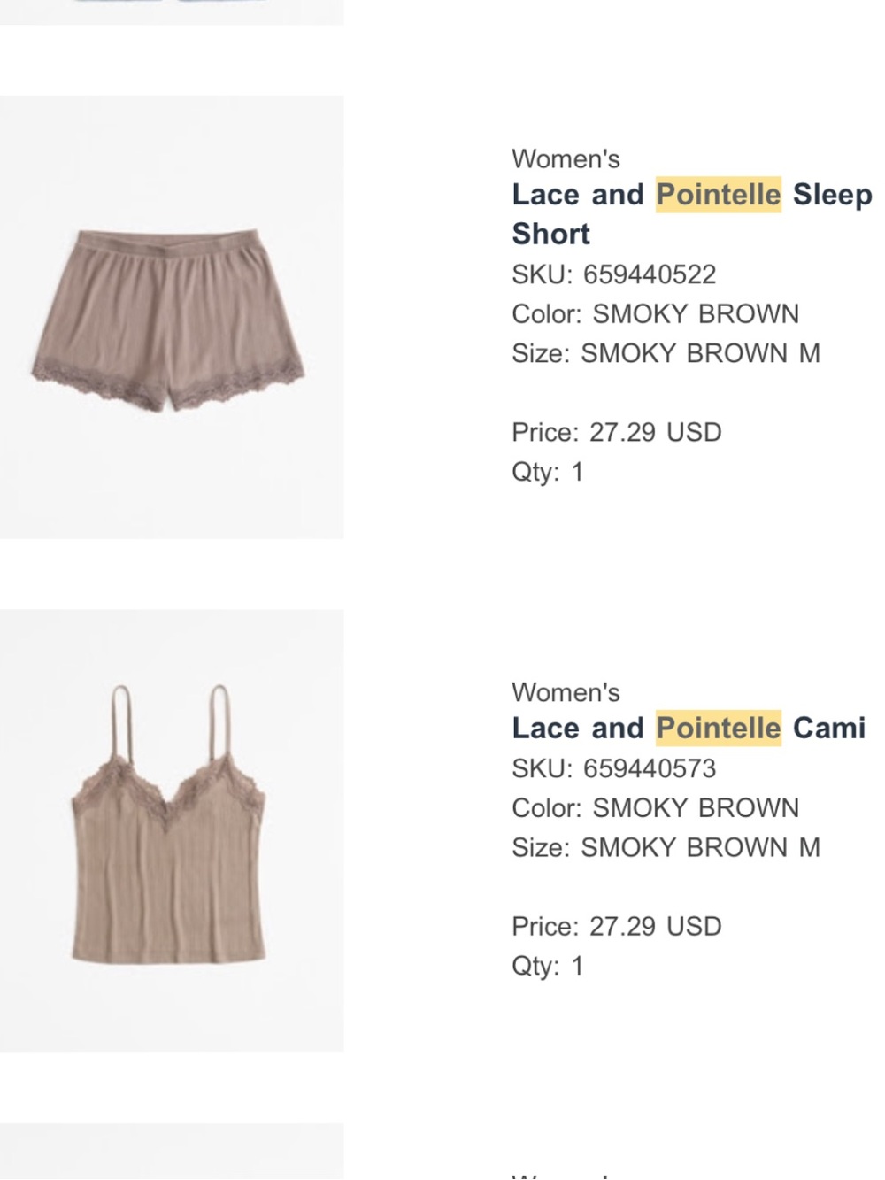Abercrombie Lace and Pointelle Cami & Shorts Set, size M - Picture 9 of 9